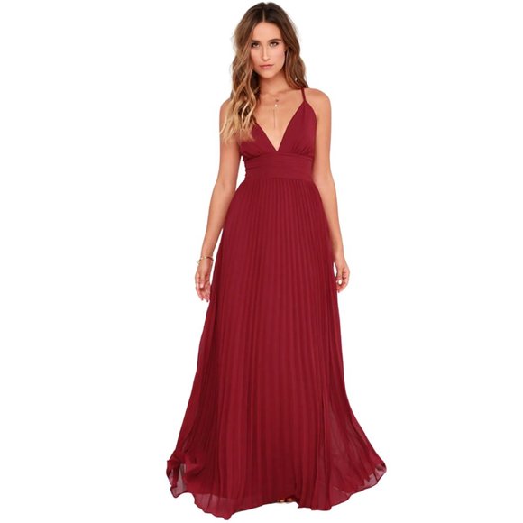 Lulu's Depths of My Love Wine Red Formal Maxi Dress Prom Bridesmaid Wedding - Picture 1 of 11